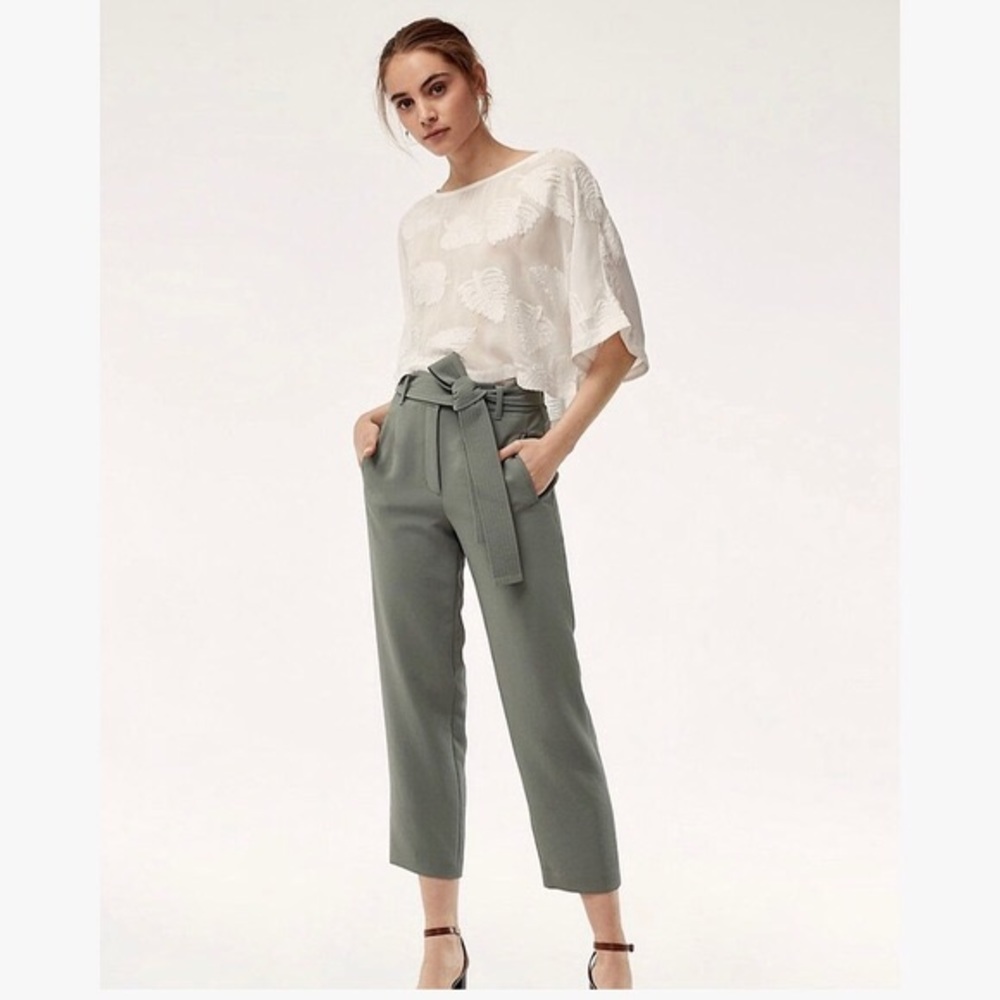 Aritzia army green paper bag pants